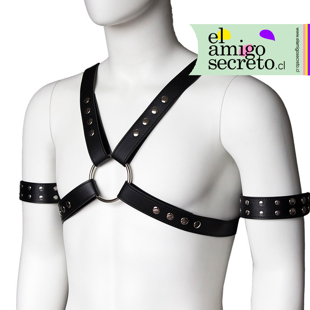 4-Strap Set: Arnés de Pecho con Brazaletes (Negro) - Imagen 3