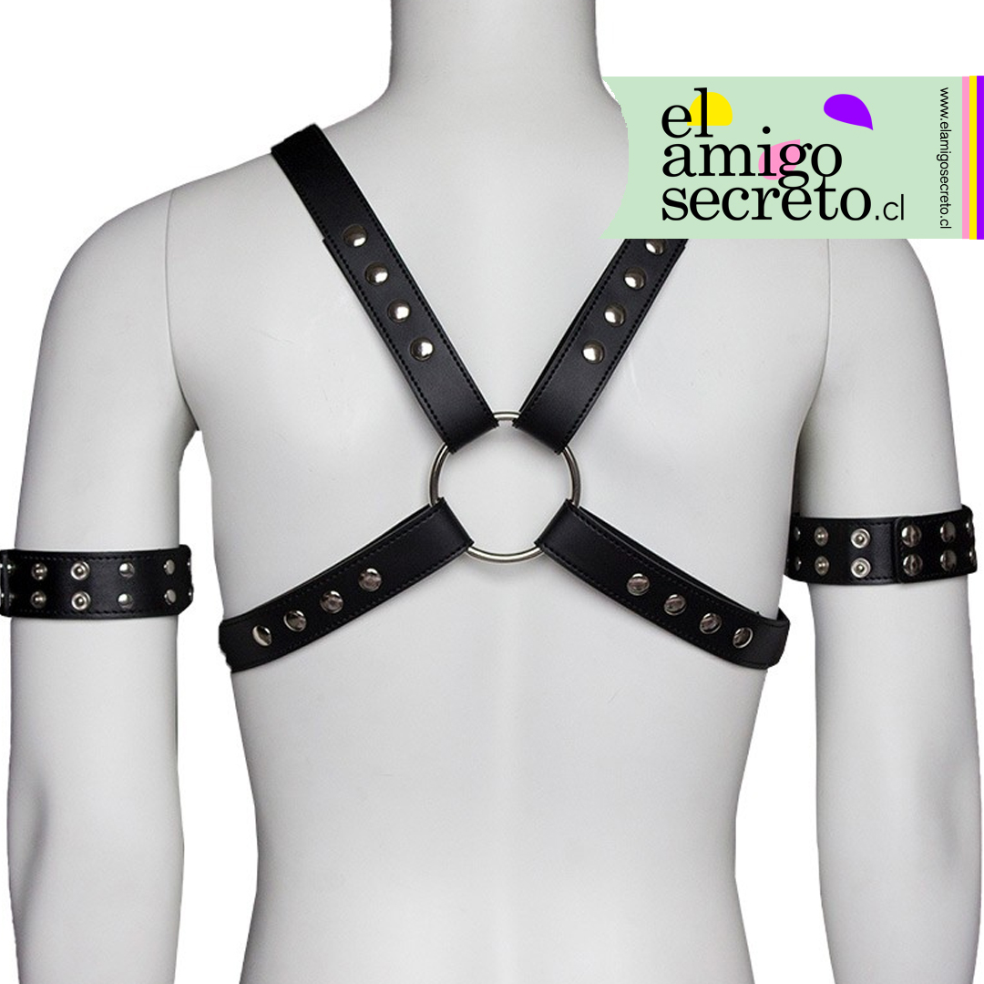 4-Strap Set: Arnés de Pecho con Brazaletes (Negro) - Imagen 2